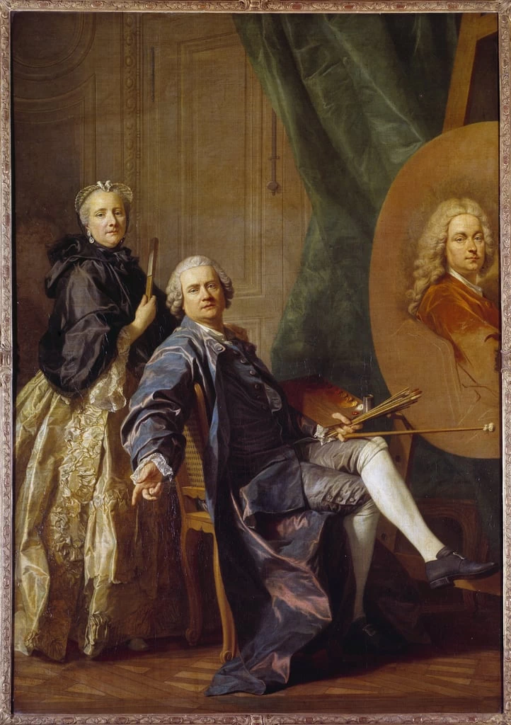 L'artista consigliato da sua sorella Marie Anne lavora al ritratto di suo padre Jean Baptiste Van Loo - Château de Versailles